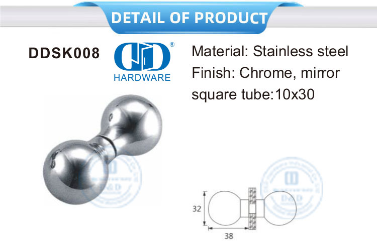 Круглая квадратная стеклянная ручка для душевой двери, ручка из нержавеющей стали, стеклянная дверная ручка-DDSK008