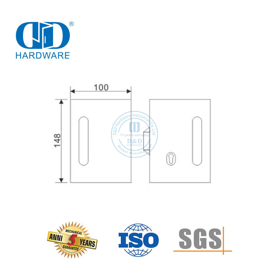 Замок для раздвижной двери с квадратным стеклом из нержавеющей стали, дверной замок с ключом-DDGL003