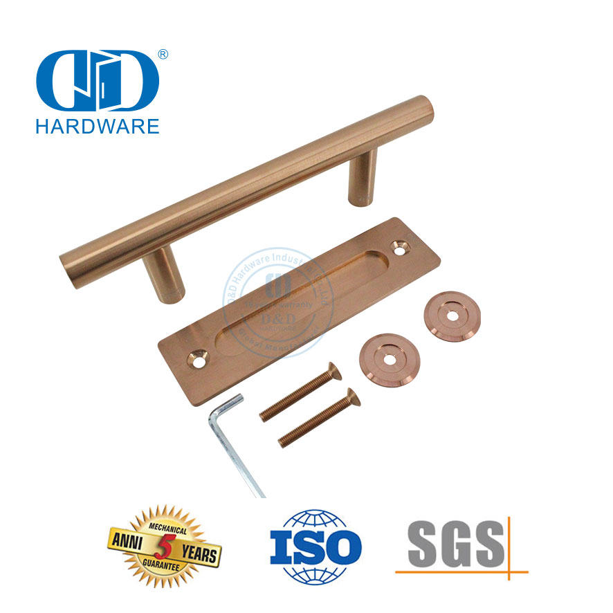 Двусторонняя двухсторонняя ручка из нержавеющей стали розового золота с ручкой для двери сарая, мебельная дверная ручка на палец-DDBD102 SRG