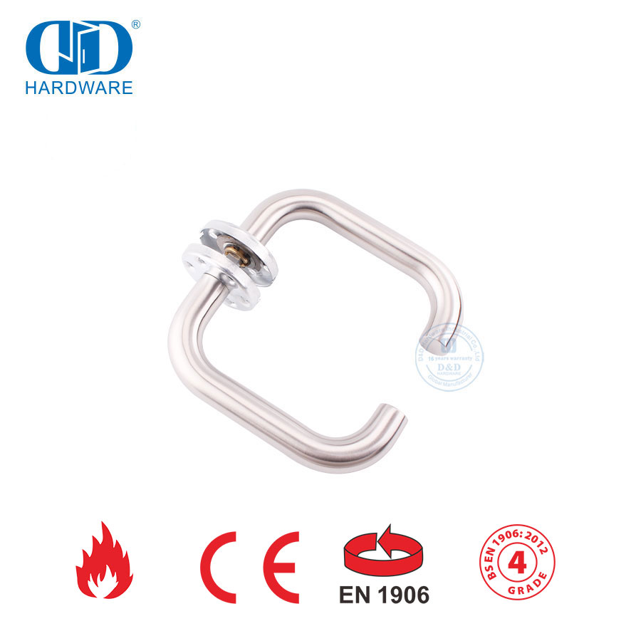 Сатинированная отделка SUS 304 EN 1906 Металлическая дверная ручка с полым рычагом-DDTH001-SSS